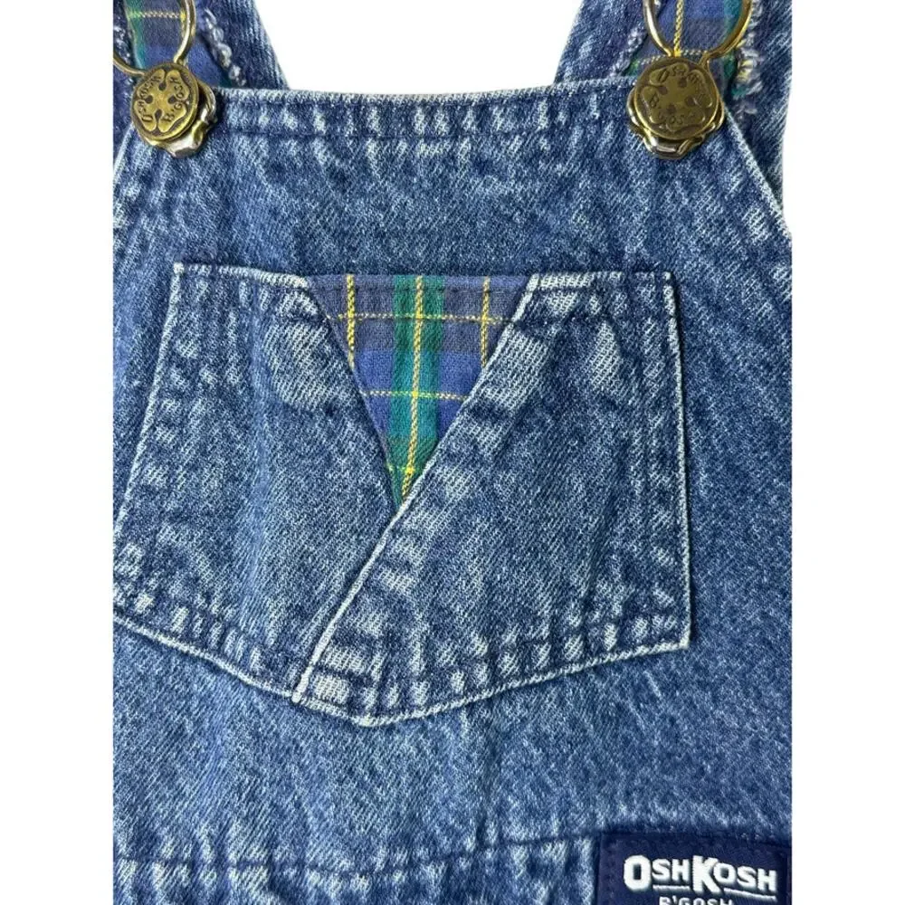 Vintage OshKosh B'Gosh Lined Denim Cuffed Overalls Size 3T 100% Cotton USA